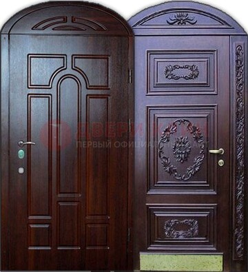 Стильная железная арочная дверь с декоративным элементом ДА-24 в Чебоксарах