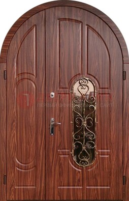 Арочная двухстворчатая стальная дверь Винорит ДА-54 в Чебоксарах