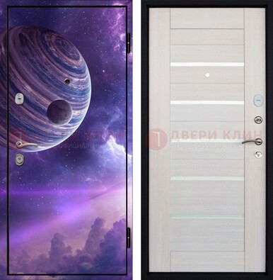 Стальная дверь с фотопечатью планеты ДФ-19 в Чебоксарах