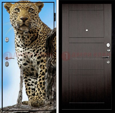 Железная дверь с рисунком гепарда снаружи ДФ-27 в Чебоксарах