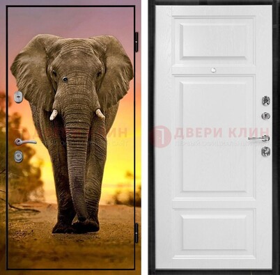 Металлическая дверь с фотопечатью слона ДФ-30 в Чебоксарах