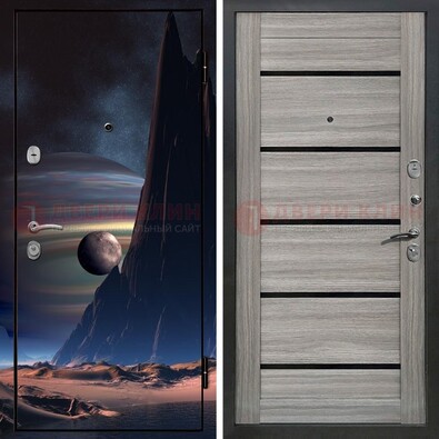 Стальная дверь с фотопечатью космоса ДФ-49 в Чебоксарах
