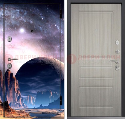 Железная дверь с фотопечатью космоса и планеты ДФ-50 в Чебоксарах