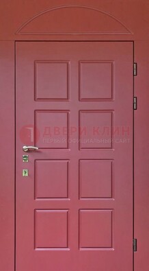 Красная стальная дверь с верхней фрамугой ДФГ-13 в Чебоксарах