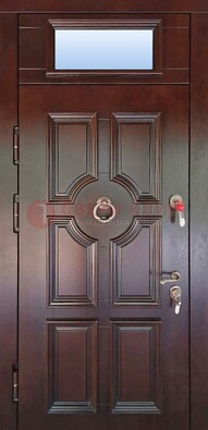 Стальная дверь с фрамугой в классическом стиле ДФГ-18 в Чебоксарах