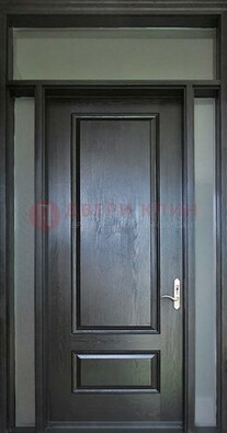 Черная металлическая дверь с фрамугами и стеклом ДФГ-24 в Чебоксарах