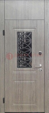 Металлическая дверь Винорит стекло и ковка с фрамугой ДФГ-33 в Чебоксарах