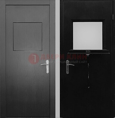 Черная стальная дверь в кассу ламинат внутри ДКС-3 в Чебоксарах