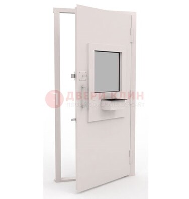 Белая металлическая дверь в кассу с нитроэмалью ДКС-4 в Чебоксарах