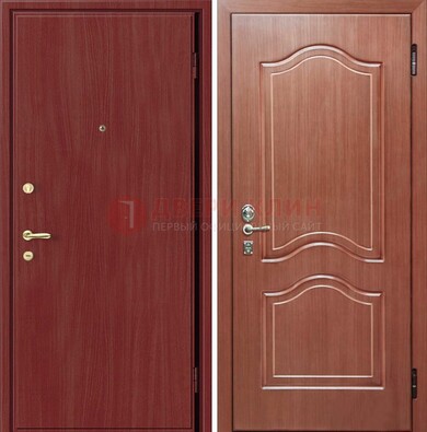 Красная металлическая дверь с ламинатом МДФ внутри ДЛ-8 в Чебоксарах
