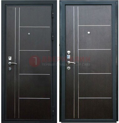 Наружная темная стальная дверь с МДФ ДМ-104 в Чебоксарах