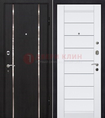 Черная входная дверь с МДФ и декоративными вставками ДМ-143 в Чебоксарах