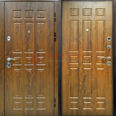 Коричневая металлическая дверь с МДФ ДМ-148 в Чебоксарах