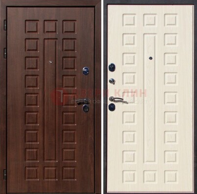 Коричневая стальная дверь с МДФ ДМ-176 для дачи в Чебоксарах