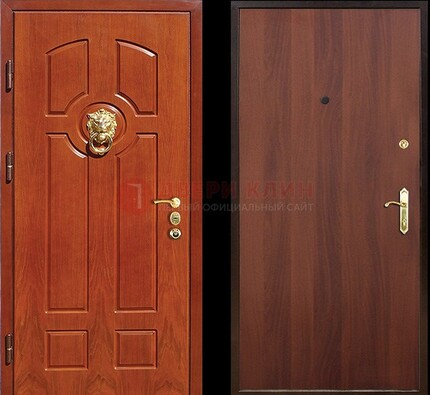 Оранжевая стальная дверь с МДФ ламинат внутри ДМ-18 в квартиру в Чебоксарах