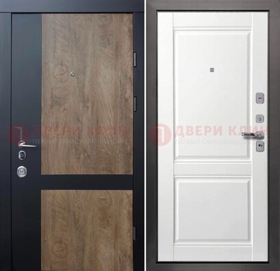 Черно-коричневая входная дверь с терморазрывом и МДФ ДМ-192 в Чебоксарах