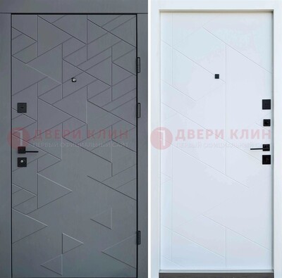 Серая металлическая дверь МДФ с узором  ДМ-224 в Чебоксарах