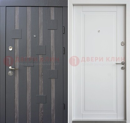 Темная металлическая дверь c белом МДФ внутри ДМ-231 в Чебоксарах