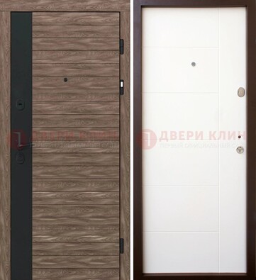 Коричневая входная дверь с черной вставкой МДФ ДМ-239 в Чебоксарах