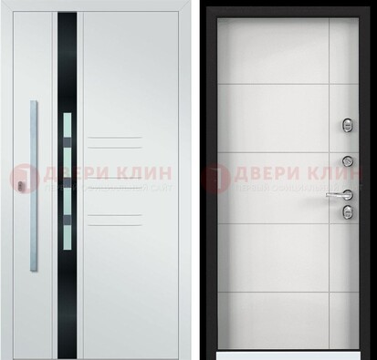 Металлическая дверь в белом цвете с МДФ ДМ-323 в Чебоксарах