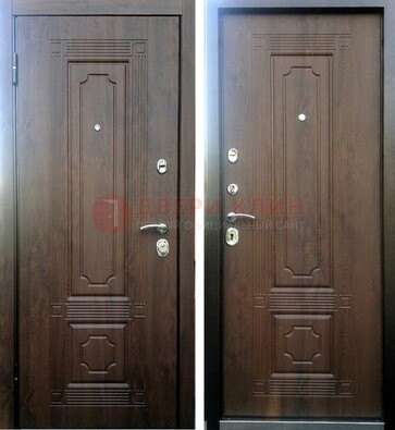 Коричневая металлическая дверь с МДФ ДМ-32 на дачу в Чебоксарах
