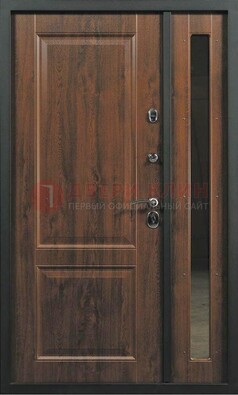 Темная железная дверь с панелью МДФ с зеркалом ДМ-338 в Чебоксарах