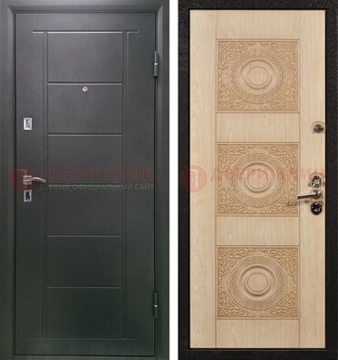 Темная железная дверь с МДФ в квартиру ДМ-344 в Чебоксарах