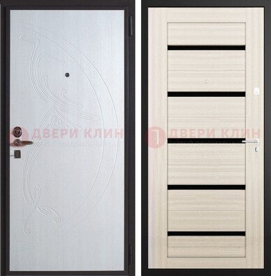 Белая стальная дверь с МДФ ДМ-346 в Чебоксарах
