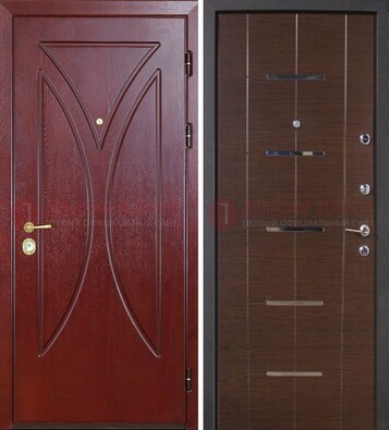 Темно-красная железная дверь с МДФ ДМ-370 в Чебоксарах