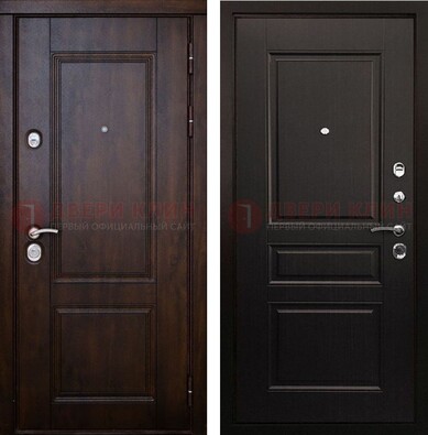 Классическая железная дверь с темными МДФ панелями ДМ-390 в Уфе
