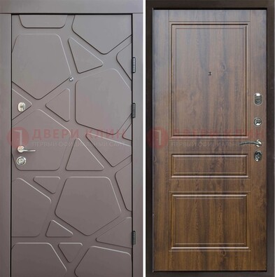 Коричневая железная дверь с декоративной МДФ ДМ-438 в Чебоксарах