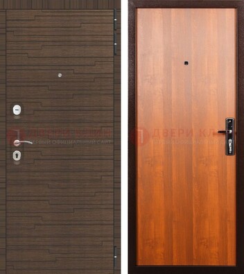Коричневая стальная дверь с двумя МДФ ДМ-457 в Чебоксарах