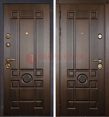 Квартирная коричневая железная дверь с МДФ ДМ-45 в Чебоксарах