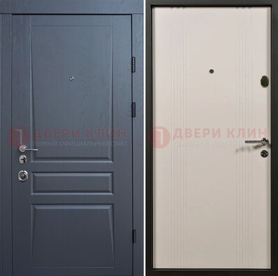 Темно-серая стальная дверь с МДФ хайтек ДМ-481 в Чебоксарах