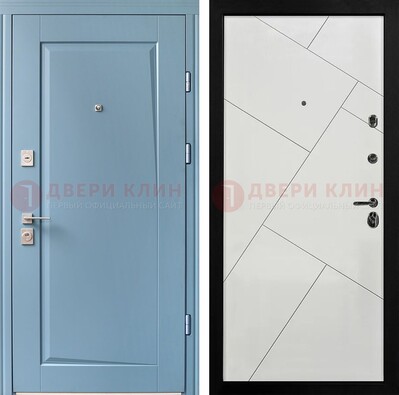 Синяя железная дверь с МДФ панелями ДМ-491 в Чебоксарах