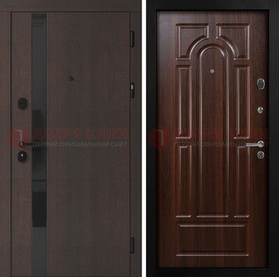 Темная входная дверь с МДФ панелями в квартиру ДМ-499 в Чебоксарах