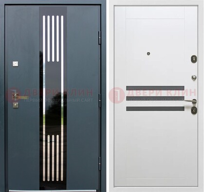 Темная квартирная дверь с разными МДФ ДМ-504 в Чебоксарах