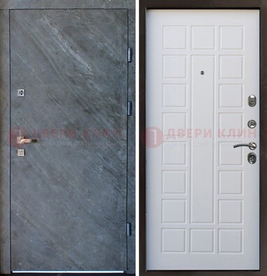Железная дверь с МДФ серая и белая ДМ-505 в Чебоксарах