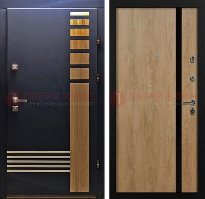 Черная металлическая дверь с МДФ хайтек ДМ-513 в Чебоксарах