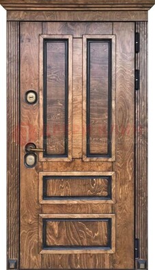 Коричневая входная дверь для загородного дома с МДФ ДМ-526 в Чебоксарах