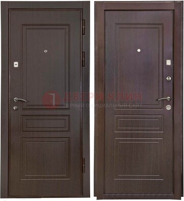Антивандальная коричневая железная дверь с МДФ ДМ-61 в Чебоксарах
