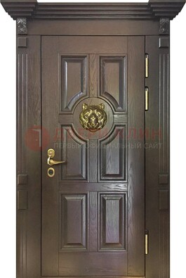 Коричневая металлическая дверь с массивом дуба ДМД-50 в Чебоксарах