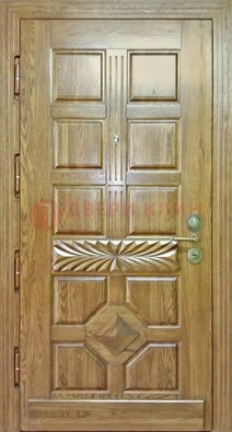 Светлая стальная дверь с массивом дуба и узором ДМД-63 в Чебоксарах
