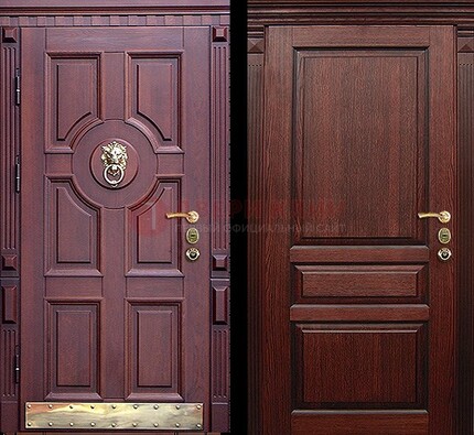 Темная входная дверь с массивом дуба с декоративной вставкой ДМД-6 в Чебоксарах