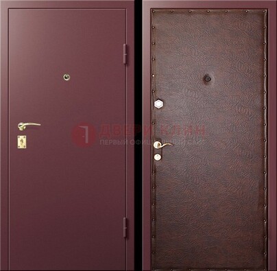 Бордовая железная дверь с нитроэмалью ДН-1 в Чебоксарах