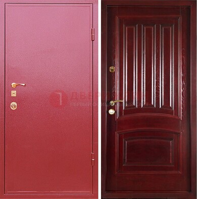 Красная металлическая дверь с порошковым напылением ДП-165 в Чебоксарах