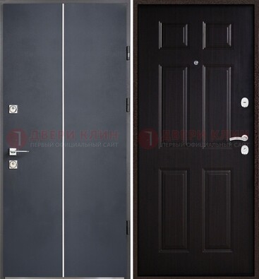 Железная дверь с порошковым покрытием и отделкой Темный орех внутри ДП-211 в Чебоксарах
