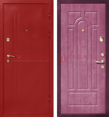 Красная входная дверь с порошковым напылением ДП-240 в Чебоксарах