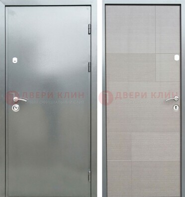 Металлическая серая дверь с порошковым покрытием и серым МДФ внутри ДП-250 в Чебоксарах