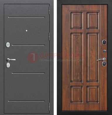 Стальная дверь с порошковым покрытием Антик серебро и филенчатой МДФ ДП-267 в Чебоксарах